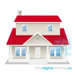 grande casa blanca con techo vermelho